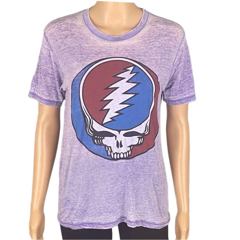 GRATEFUL DEAD 2013 “Steal Your Face” purple burnout lightweight t-shirt Small - Picture 2 of 16